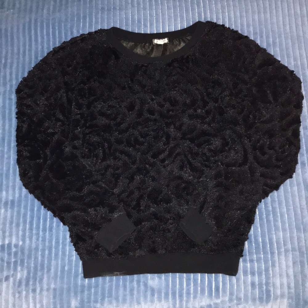 black faux fur sweater